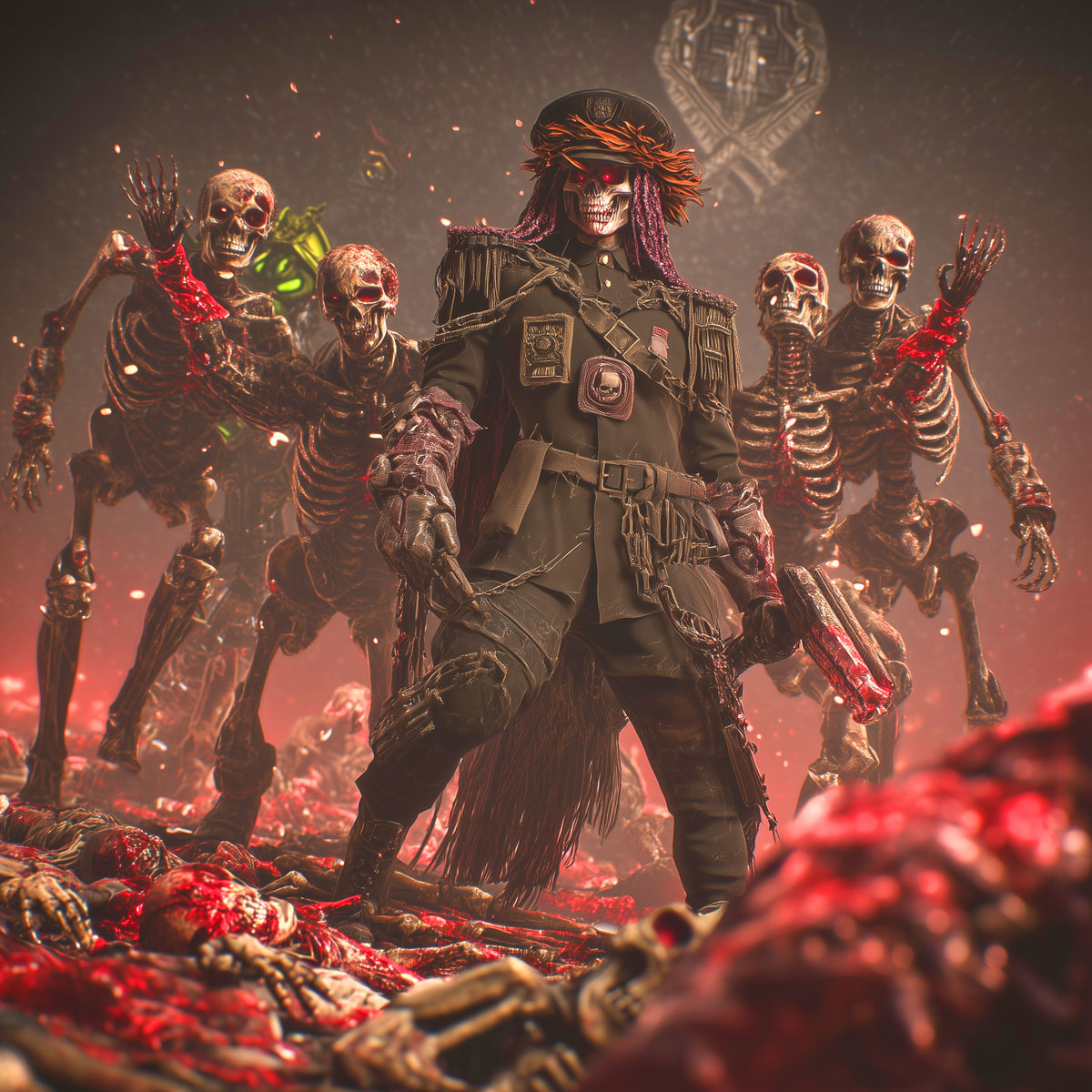 Ashvicar standing as the central authority among members of his skeletal legion