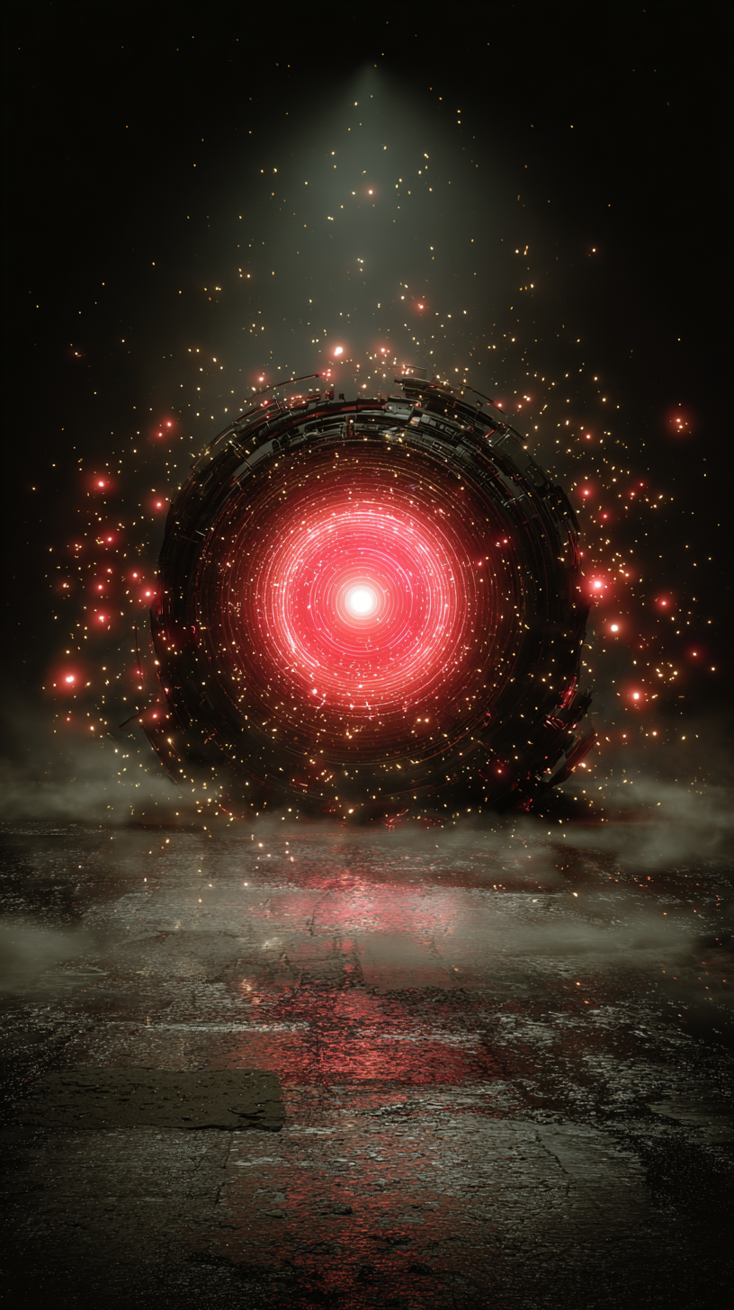 An unexplained circular form emitting a red frequency in darkness