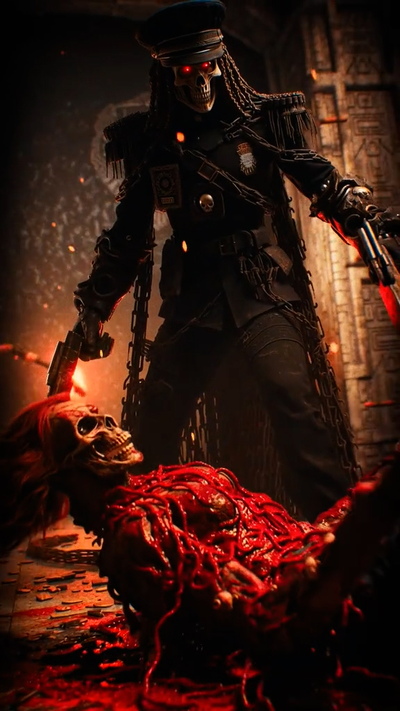 Ashvicar raising the ruined carcass of the human DJ