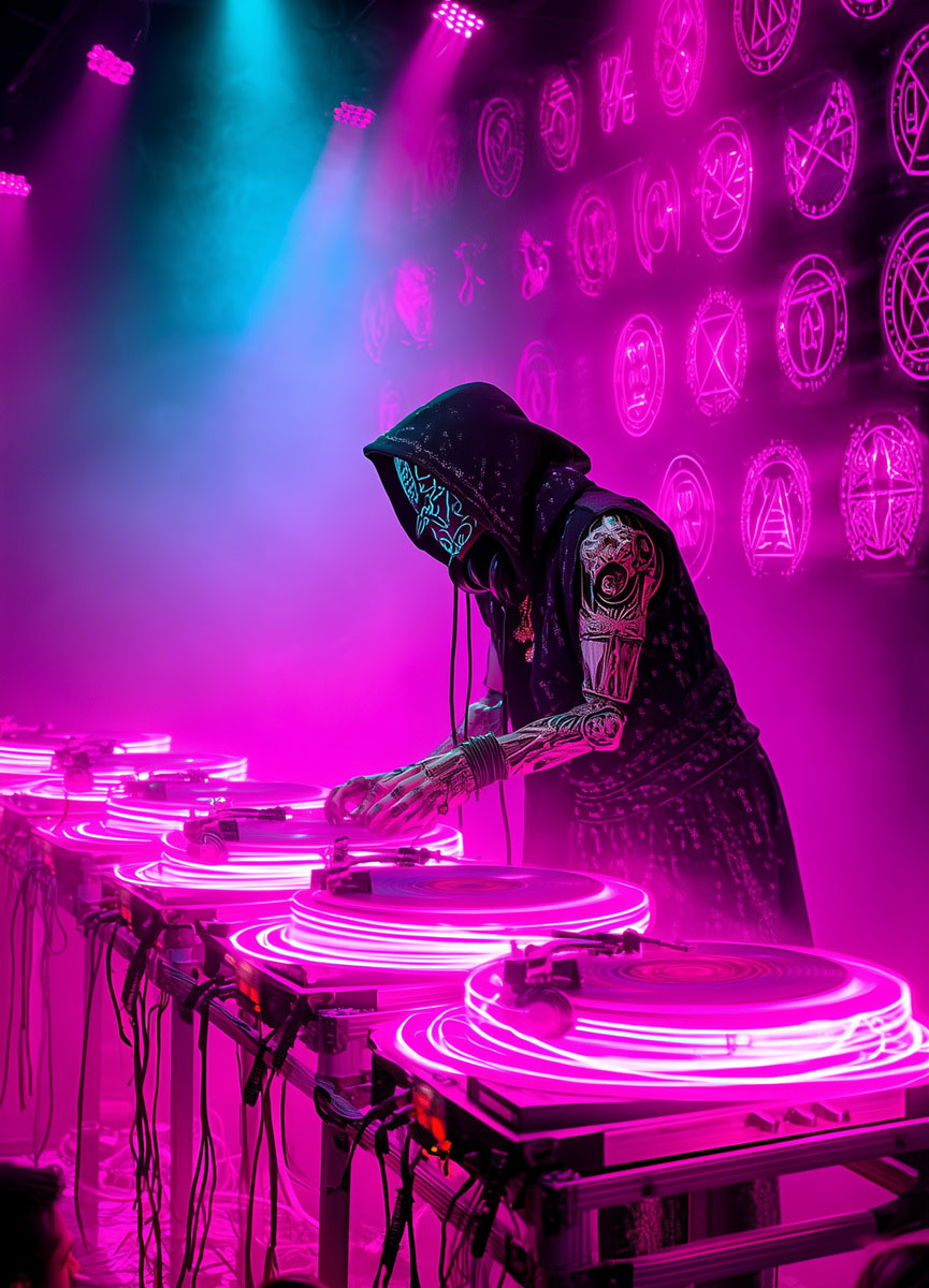 DJ Dead Boy performing before a vast amplified stage
