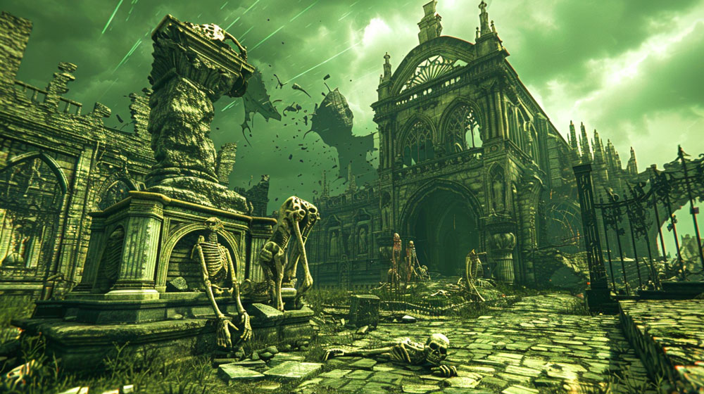The skeletal remains of a ruined Gothic city
